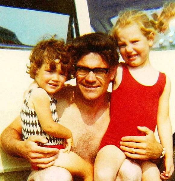 Peter with his daughters, Barbara (right) and Fiona (lefta