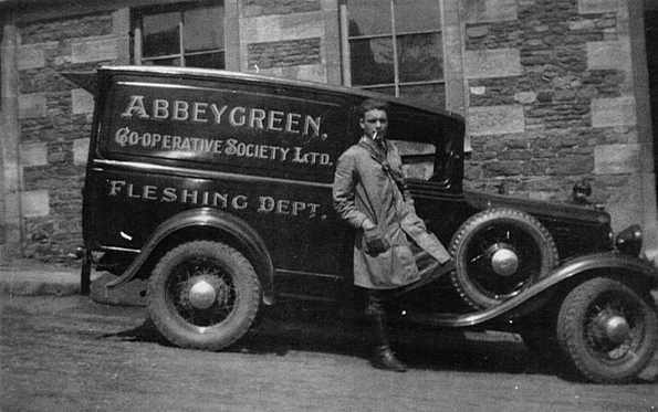 Abbeygreen Co-operative Society's Fleshing Department van with 'Tucker' Kelly